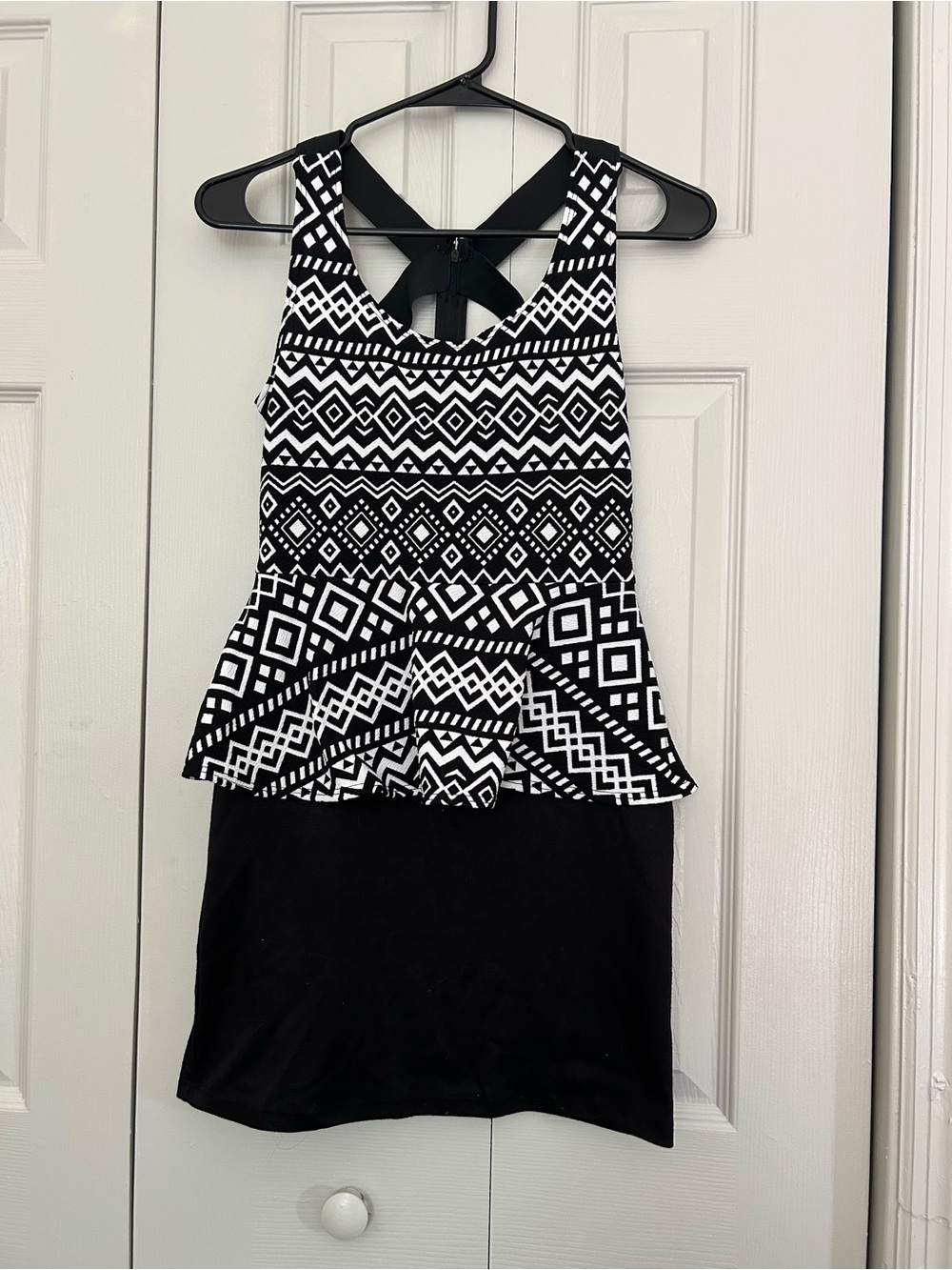 Deb Black and White Geometric Dress
